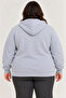 Oversized plus size three-thread fleece-lined hooded full-zip winter sweatshirt - grey - 3