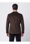 Brown Pointed Collar Slim Fit 6 Drop Men's Casual Velvet Jacket - 3