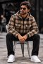 Men's Zippered Hooded Lumberjack Camel Shirt - 4