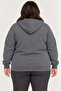 Oversized plus size three-thread fleece-lined hooded full-zip winter sweatshirt - smoke gray - 4