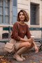 Italian Brown Pool Collar Long Sleeve Casual Mercerized Oversize Knitwear Sweater 63 68 - 7