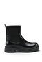 Black Patent Leather Women's Chelsea Boots with Stitched Sole and Elastic - 4