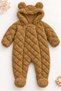 Baby Jumpsuit Plush Welsoft Double Zippered Lined Hooded Teddy Bear Ears Booties for Girls and Boys Unisex