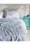 Vions Double 100% Cotton Karde Printed Sheet Pique Set - Blue - 2