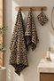 Leopard Patterned Towel Set |   100X150 cm Bath Towel + 50X100 cm Hand-Face Towel + Washcloth |   3 Pieces - 2