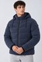 Men's Hooded Casual Winter Navy Blue Puffer Jacket - 2
