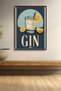Retro Gin Tonic Lemon Framed Painting Cocktail Poster Bar Kitchen Decor Kok05