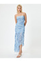 Floral Tulle Strapless Dress with Ruffles Asymmetrical - 2