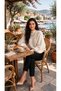 Cream Women's High Neck Bat Sleeve Oversize Knit Sweater - 8