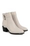 Women's Boots L065.425K Beige Genuine Antique Leather with Side Double Belt and Metallic Accessories Pointed/Almond Toe - 3