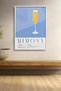 Mimosa Cocktail Recipe Blue Minimal Framed Painting Cocktail Poster Bar Kitchen Decor Kok51