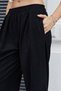 Women's Stretchy Premium Velvet Fabric High Waist Elastic Waist Pleated Pocket Trousers-Black - 6