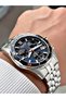Special Design Silver-Navy Blue Color Sapphire Crystal Glass 10 Atm Chronograph All Steel Men's Wristwatch 1234Qnt - 2