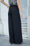 Women's Relaxed Fit Wide Leg High Waist Pleated Palazzo Trousers with Pockets-Black - 3