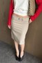 Dark Beige Self-Belted Midi Skirt - 5226 - 2