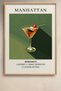 Manhattan Cocktail Recipe Green Shaded Framed Artwork Cocktail Poster Bar Kitchen Decor Kok59 - 2