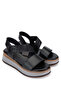 Women's Genuine Leather Black Heeled Sandals - 2