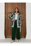 Embroidery Patterned Long Knitwear Cardigan Set 3077 - Emerald Green - 2