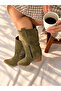 Rodeo Khaki Calf Suede 6 cm Heel with Tassel Detail Women's Boots - 4