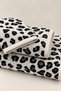 Leopard Patterned Towel Set |   100X150 cm Bath Towel + 50X100 cm Hand-Face Towel + Washcloth |   3 Pieces - 4