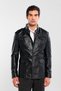 Men's Genuine Leather Black Leather Coat - 4
