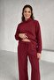 Lunara Embroidered Collar Quilted Fabric Pocketed Drawstring Waist Maternity and Postpartum Sweatshirt Set - 7