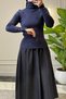 42047 - Stylish Comfortable Basic Viscose Women's Knitwear Short Sweater with Cuff Button Detail - 2