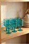 Set of 6 Acrylic Water Glasses with Embossed Pattern, 340 ml