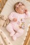 Baby Girl Cute Floral Bear Patterned Pink Zippered Jumpsuit