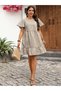 Rochie mini, bej - 4