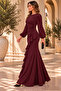 Women's Long Sleeve Ruffle Fishtail Crepe Evening Dress for Wedding Henna Engagement - 2