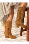 Rodeo Taba Dana Suede 6 cm Heel with Tassel Detail Women's Boots - 3