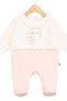 Baby Girl Cute Polka Dot Heart Embroidered Bear Pattern Snap Fastener Salmon Jumpsuit - 3