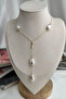 Gold Color Baroque Pearl Detailed Dangle Elegant Y Necklace (40cm) - 3