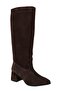 Women's Boots L068.1976 Brown Genuine Suede Leather Pointed/Almond Toe Western Stitching Detailed Boots