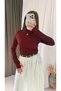 Ribbed High Neck Fingerless Bodysuit - Ld - Burgundy - 4