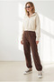 Women's Brown Pocketed Baggy Sweatpants with Cuffed Legs Eşf-00000089 - 5