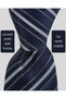 Gray Striped Navy Blue Silk Tie – 8 cm Wide - 2