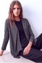 Women's Dark Gray Melange 100% Viscose V-Neck Long Sleeve Shoulder Stitching Detailed Long Cardigan Molly - 2