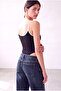 Women's Black Cotton Strappy Sleeveless Colorful Ribbed Bodysuit Phoebe - 3