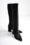 Women's Black Zippered Suede Boots - 4