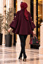 Buttoned Cashmere Poncho Claret Red - 2