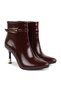 Women's Boots L065.1431K Beige Genuine Patent Leather Metal Buckle Belt Detail Pointed Toe Metallic Heel - 3
