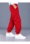 Unisex Children's Red Sweatpants 3-Yarn, Non-Fluffy, 100% Cotton Product (4 Seasons) - 3