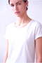 Women's White Viscose Blend Crew Neck Short Sleeve T-Shirt Suzanne - 3