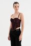 Women's Velvet Fabric Corset with Padded Bust and Underwire Strap Design - 2