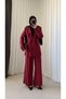 Tied Jacket and Trousers Set - 2265 - Claret Red - 3