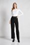 Women's Ecru Boat Neck Ribbed Blouse with Gathered Sides - 2