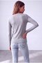 Women's Gray Melange Viscose Crew Neck Long Sleeve Blouse with Slit Detail Bonnie - 4