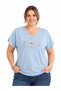 Women's Plus Size V-Neck Sea Themed Printed Premium Cotton T-Shirt - 4